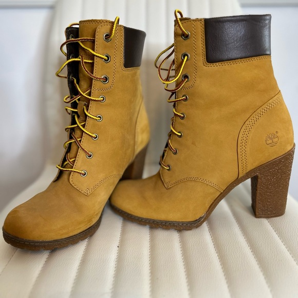 Timberland Shoes - Timberland Women's Tan and Brown Heeled Boots *never worn!*